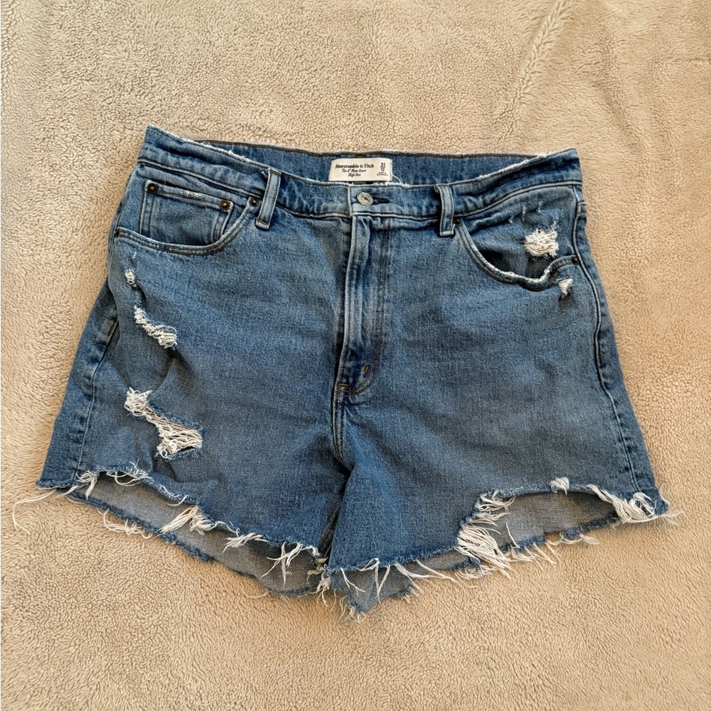 Abercrombie & Fitch Distressed Blue Denim Jean Shorts
